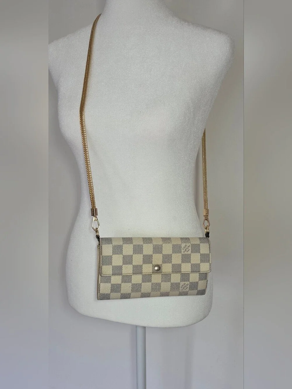 Authentic Louis Vuitton Damier Azur Porte Feuille Sarah Long Bifold Wallet